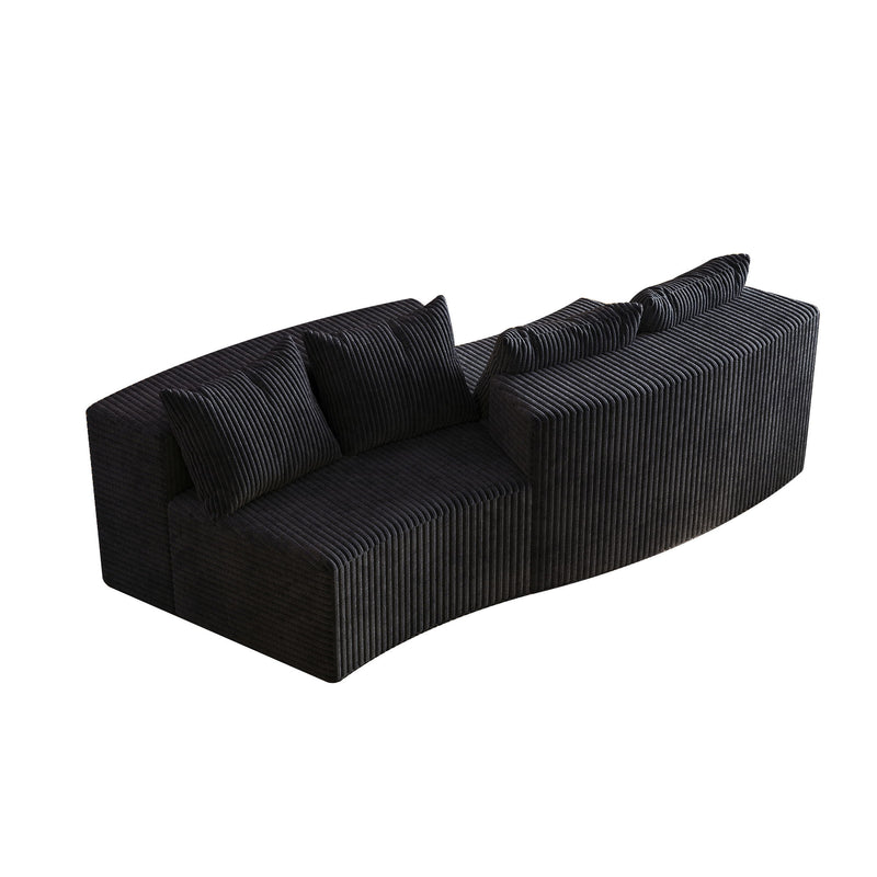 Curved Sectional Sofa With 4 Pillows, Modular Semi Circular Design