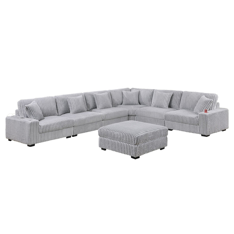 Contemporary Style Modular Sectional Sofa Set With USB, Cup Holder