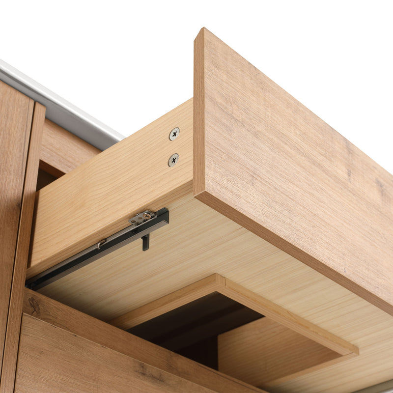 Modern Wall Mounted Bathroom Vanity With Ceramic Sink And Storage Rack, 2 Soft Close Drawers