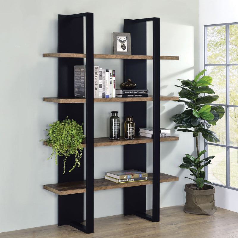 Mystrene - 4 Shelf Bookcase With Open Shelving Design - Black