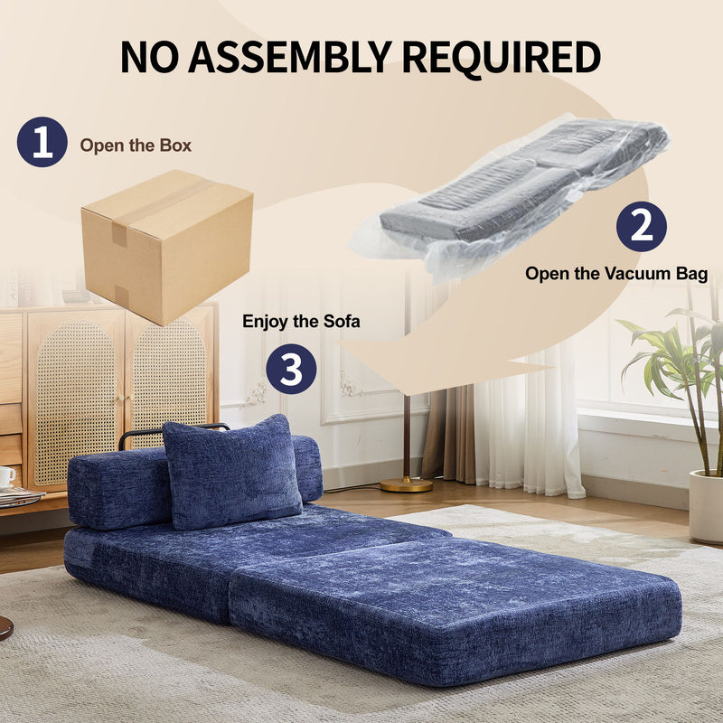 Convertible Floor Sofa Bed With Fixed Shape Frame For Living Room