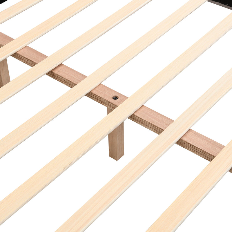 Upholstered Platform Bed Frame With Cookie Shaped Headboard