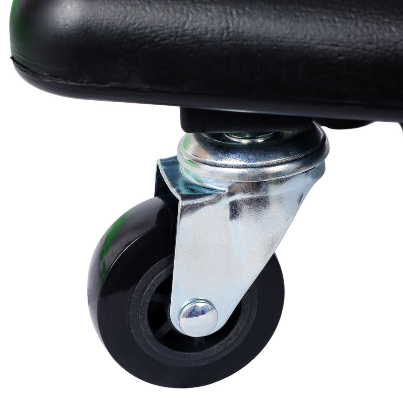 Rolling Detailing Creeper Seat With Wheels, Removable Tool Trays, 300 Lbs Capacity - Green
