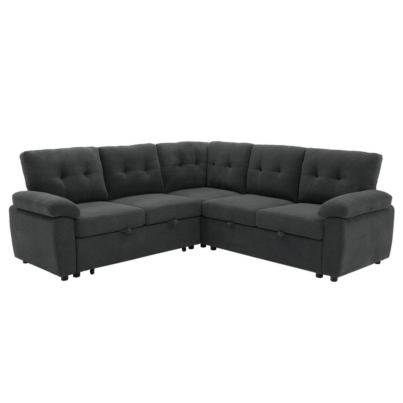 Convertible Sectional Sofa Bed With Pull Out Sleeper And Storage