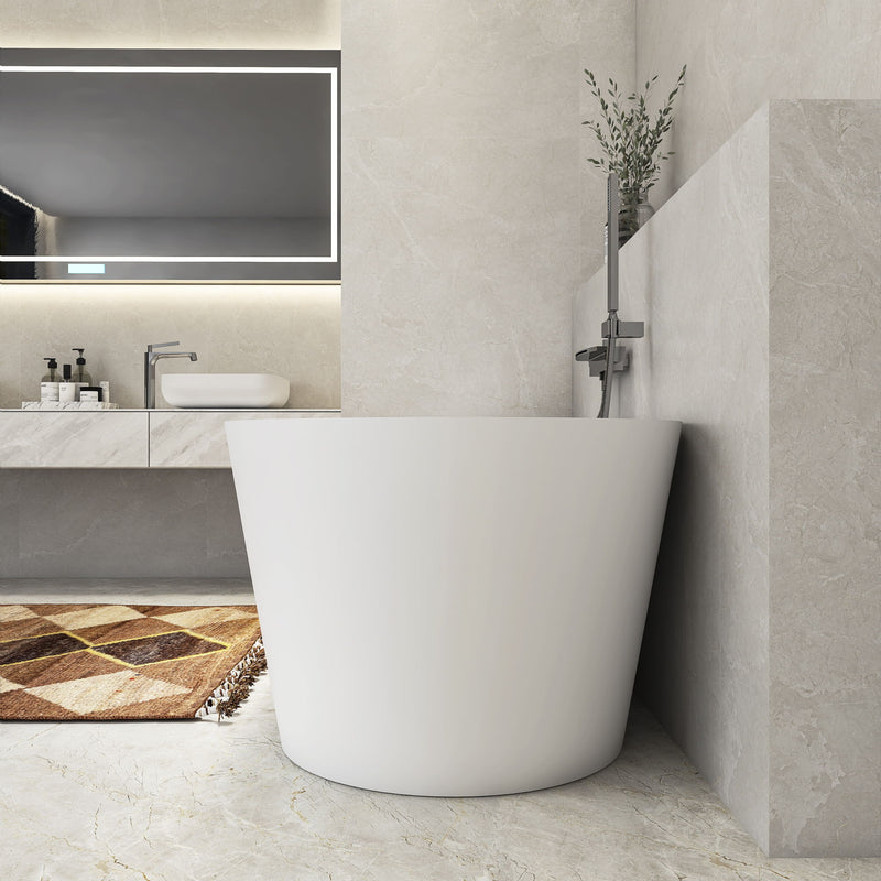 Solid Surface Freestanding Soaking Bathtub & Ergonomic Design