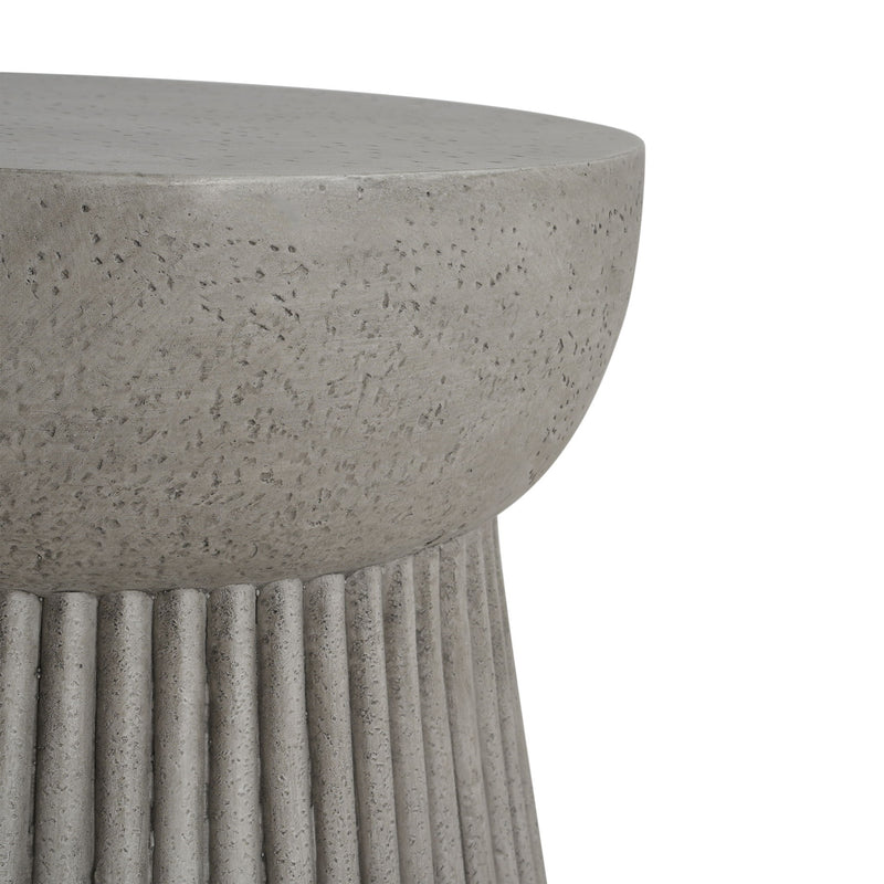 Modern Outdoor Lightweight Concrete Side Table With Hourglass Design - Light Gray