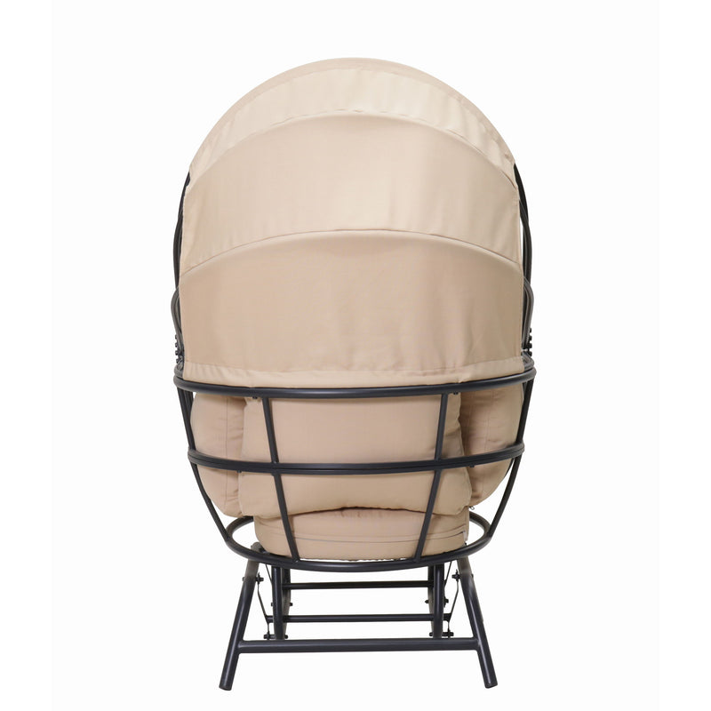 Egg Chair With Cushion And Retractable Canopy - Black / Taupe