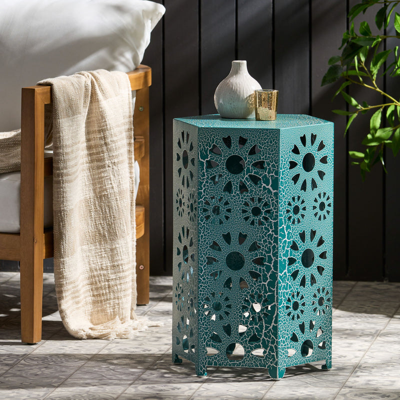 Galore - Side Table With Sunburst Cut Out Design