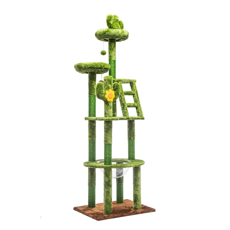Cactus Cat Tree With Transparent Capsule