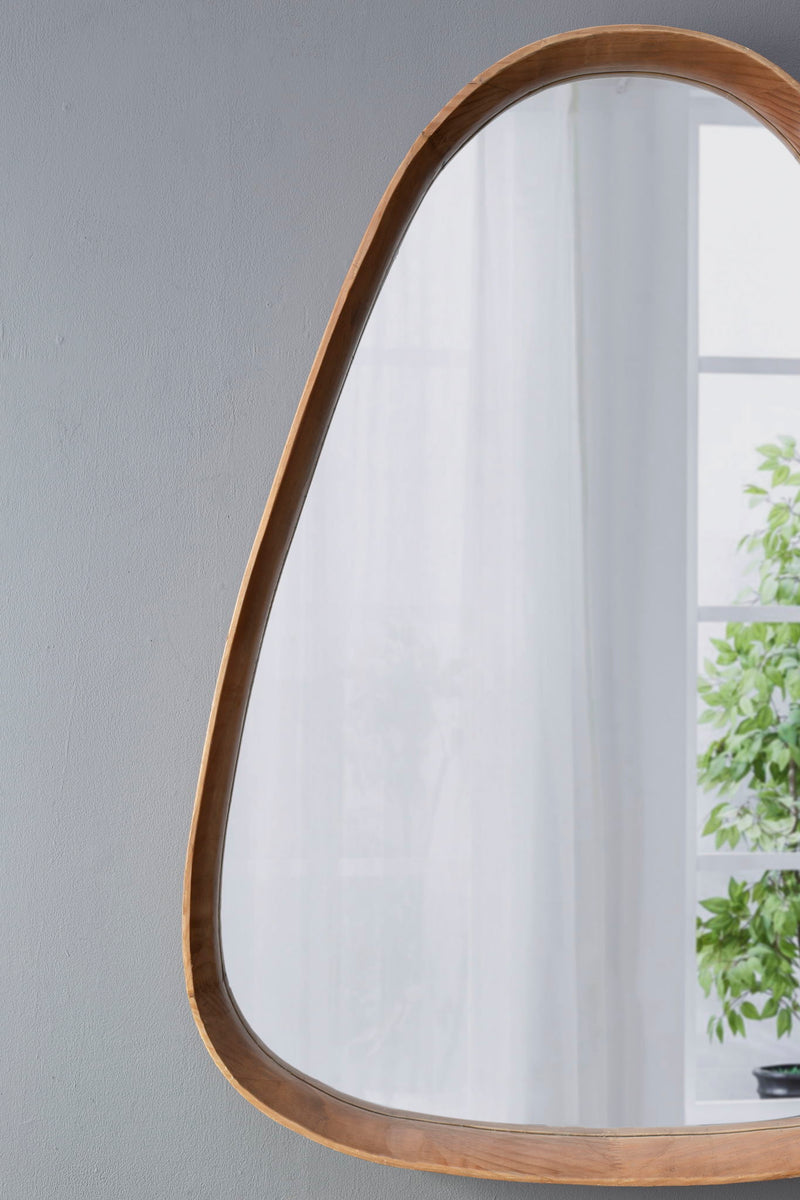 Irrgeular Mirror With Frame, Wall Mirror For Living Room Bathroom Entryway - Brown