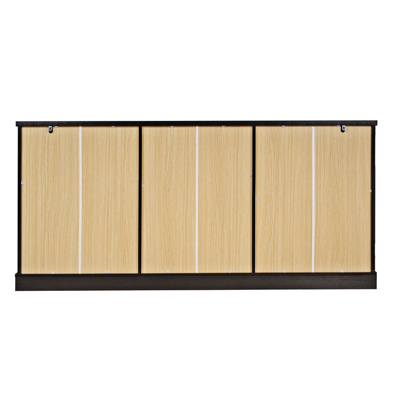 Modern Arched Glass Sideboard With 6 Doors, Buffet Cabinet With Storage And Adjustable Shelves
