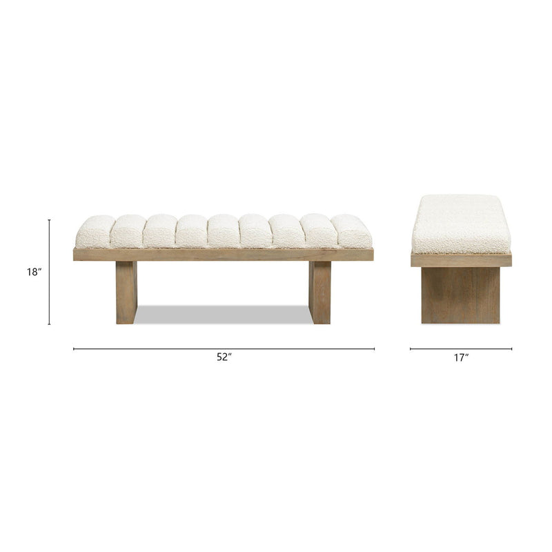 Bella - Upholstered Modern Accent Bench - Ivory White