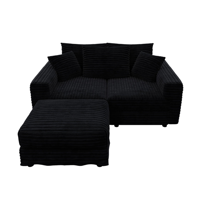 Convertible Deep Seat Sofa With Soft Pillows And Ottomans