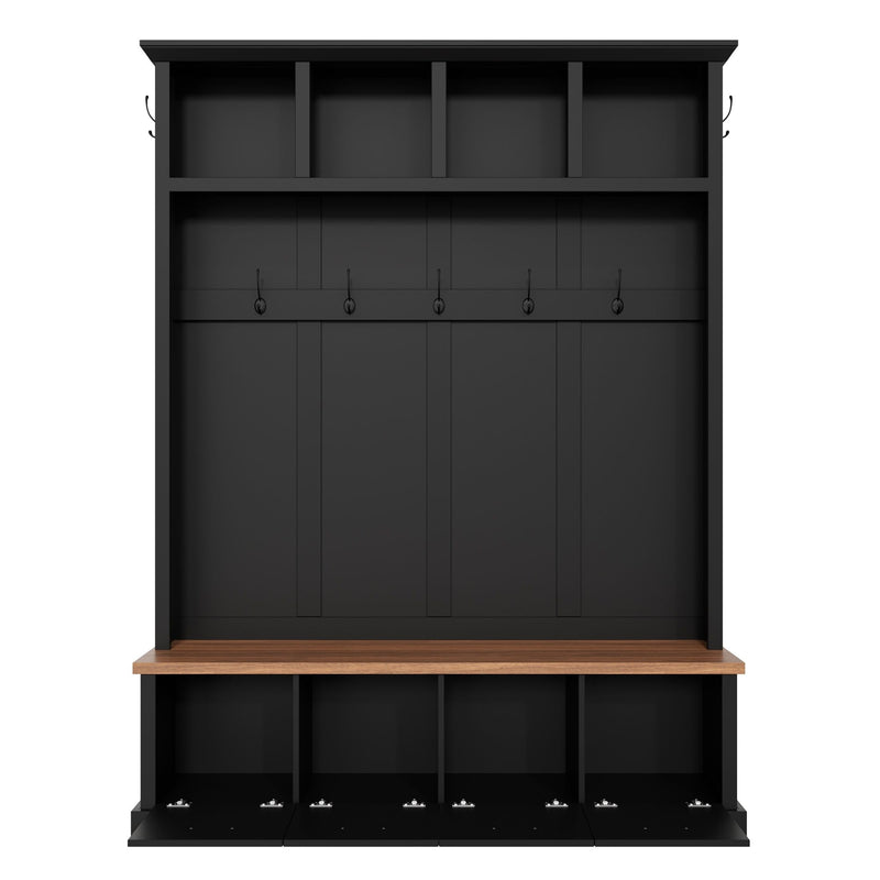 Hall Tree With Storage Bench Mudroom Coat Rack With 6 Hooks