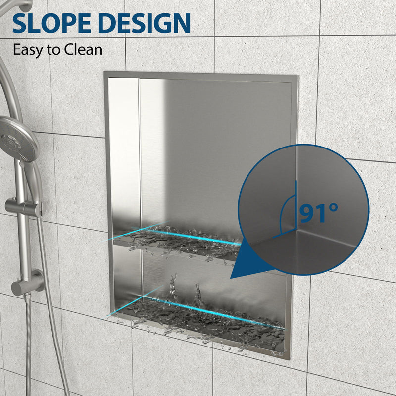 Modern Stainless Steel Shower Niche Double Shelf For Bathroom