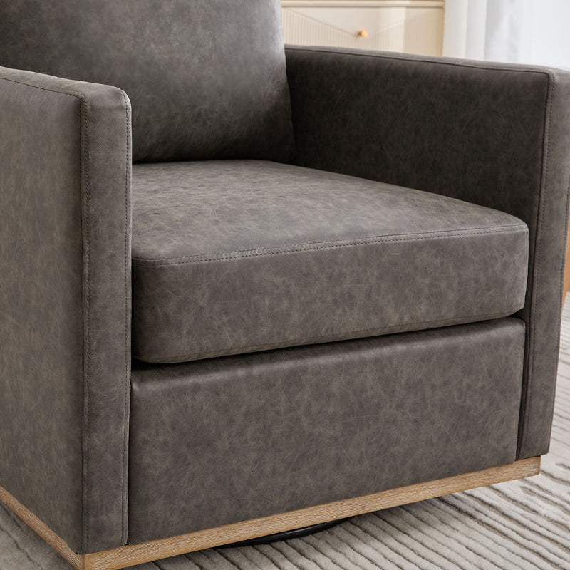 Modern Upholstered Square Swivel Accent Chair With 360 Degree Rotation