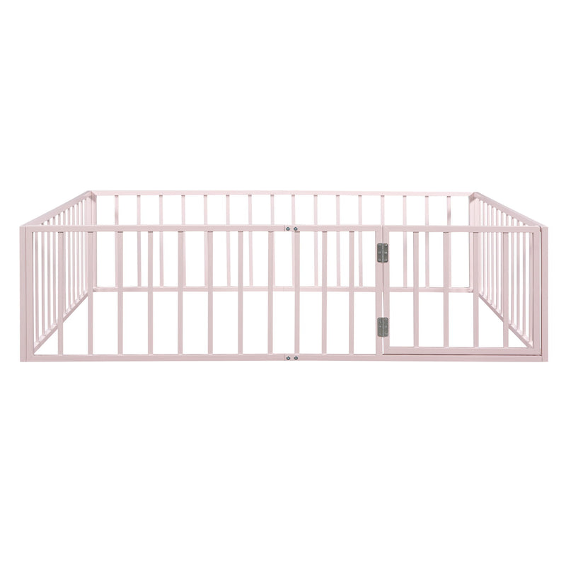 Metal Floor Bed Frame With Fence And Door