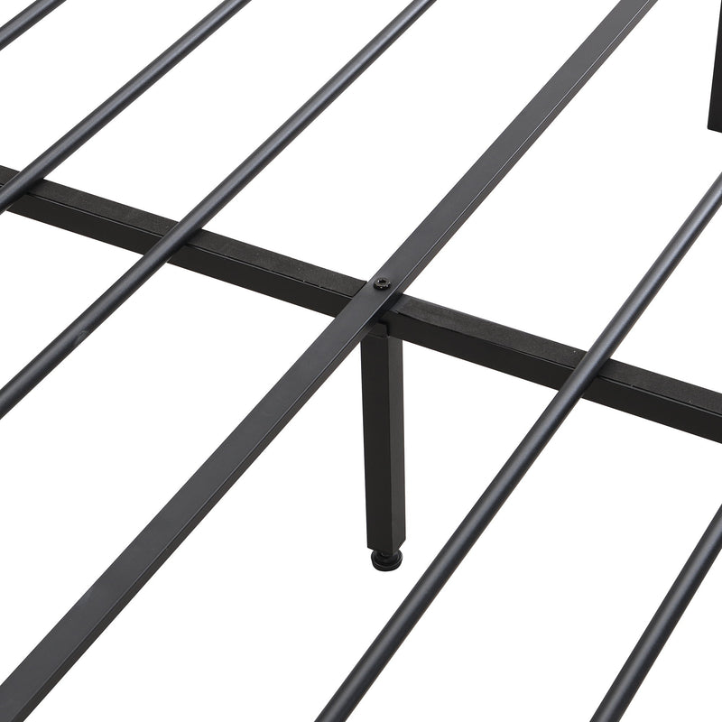 Modern Bed Frame With LED Lights, Upholstered Headboard, USB Charging