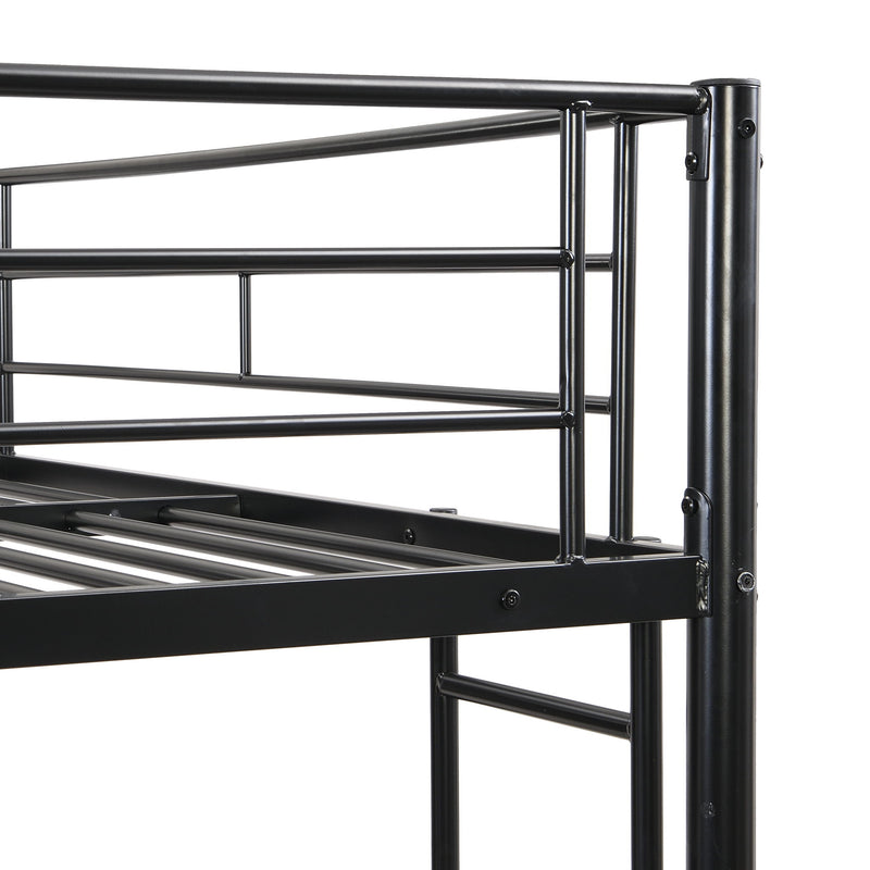 Modern Metal Bunk Bed, Full Over Full, No Box Spring Needed - Black