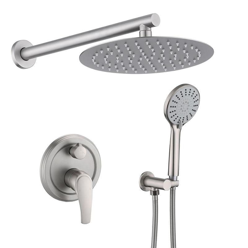Wall Mounted Shower Set With High Pressure 10" Rain Shower Head And 5 Function Handheld Shower Head