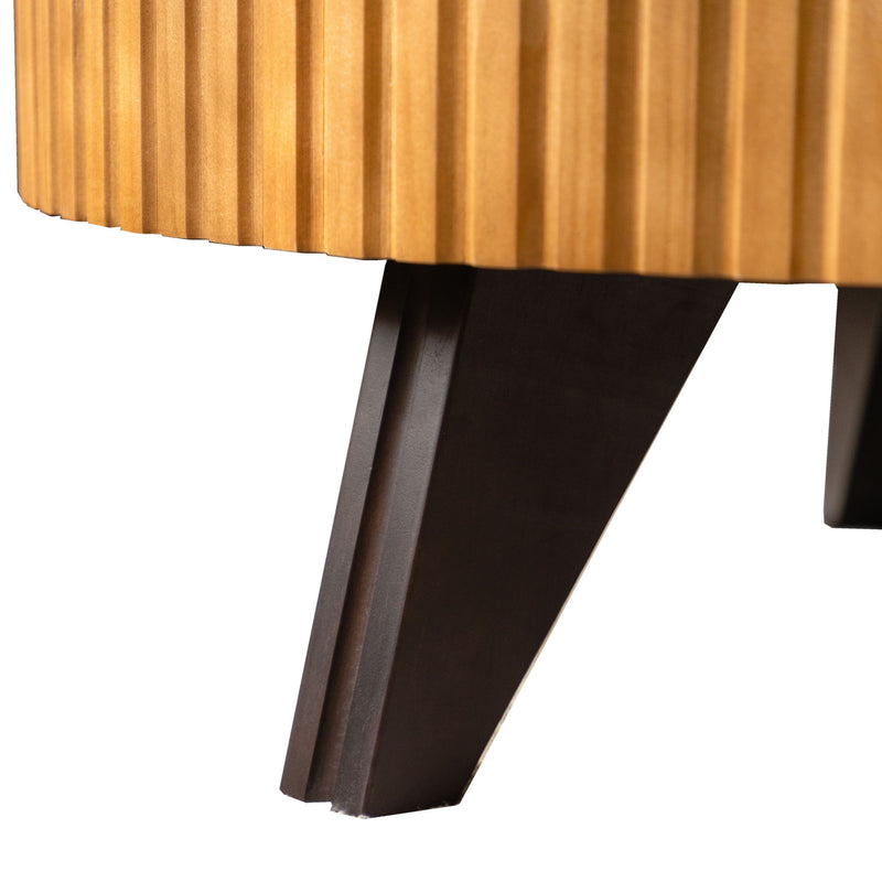 Round Retro Coffee With Solid Wood Legs