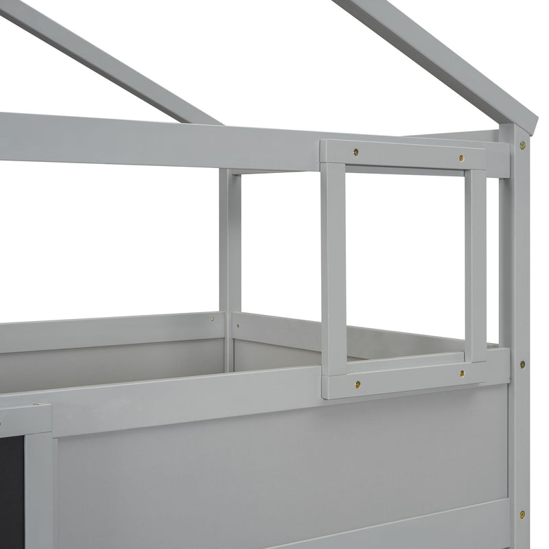 House Style Bunk Bed With Storage Staircase And board