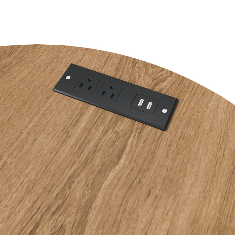 Cylinder Nightstand With Charging Station & Sliding Door
