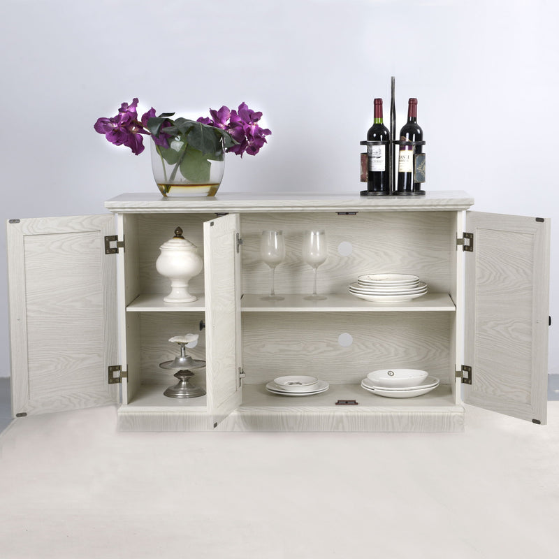 Storage Cabinet With 3 Mirrored Acrylic Doors, Adjustable Shelves
