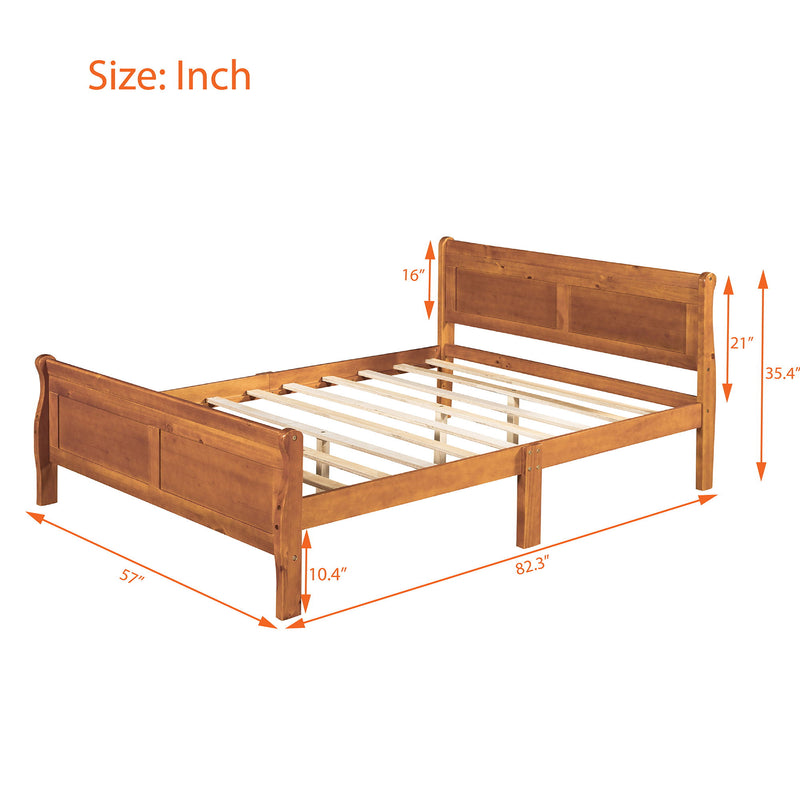 Platform Bed Frame Mattress Foundation Sleigh Bed With Headboard / Footboard / Wood Slat Suppor