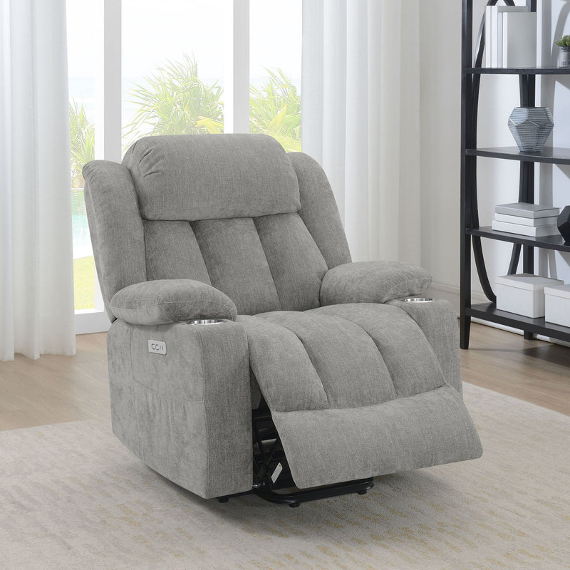 Beca - Upholstered Power Lift Recliner With Cupholders And USB Charging