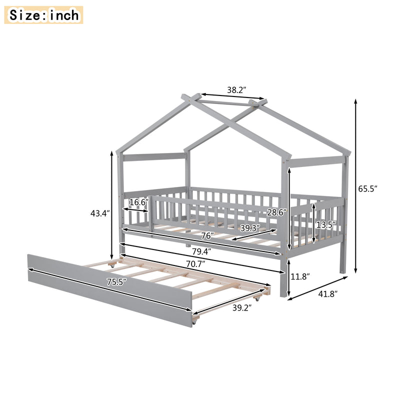 Creativity House Bed With Twin Size Trundle