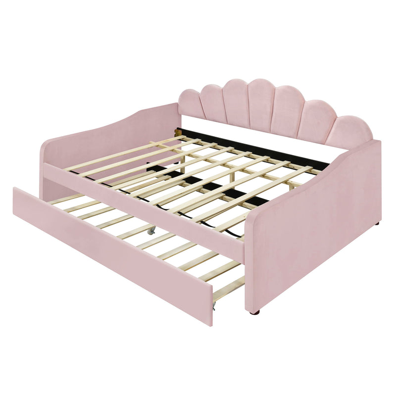 Upholstery Daybed Frame With Shell Shaped Backrest