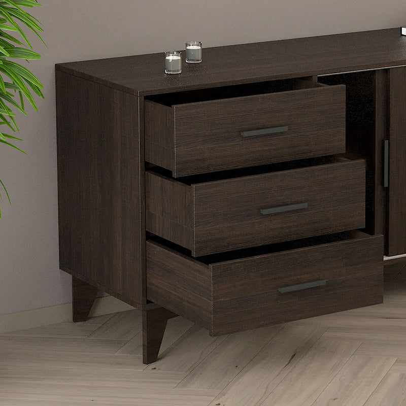 Parker - TV Stand With Sliding Doors And Drawers - Dark Brown