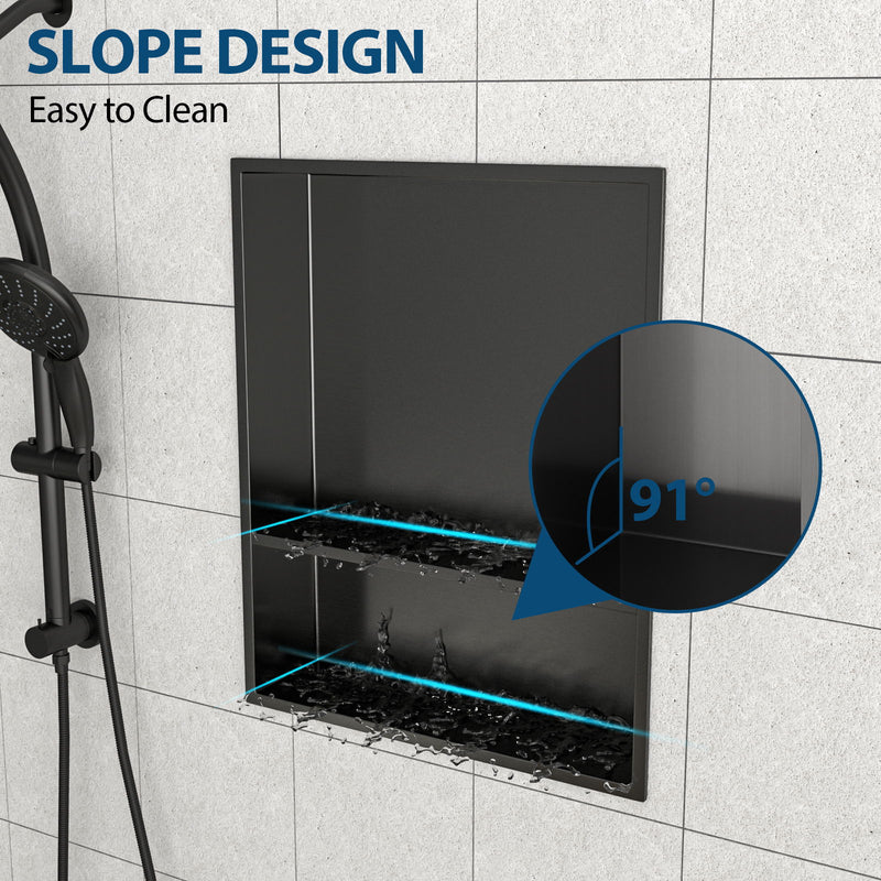 Modern Stainless Steel Shower Niche Double Shelf For Bathroom