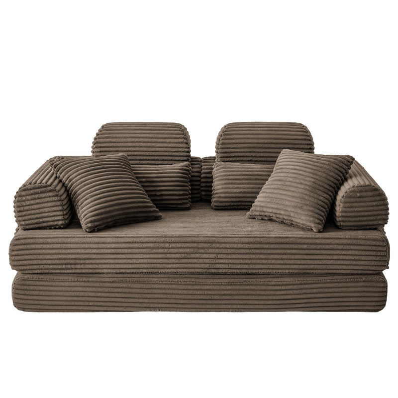 Convertible Sleeper Sofa With & Side Storage Pocket, Foldable Upholstered Couch For Living Room