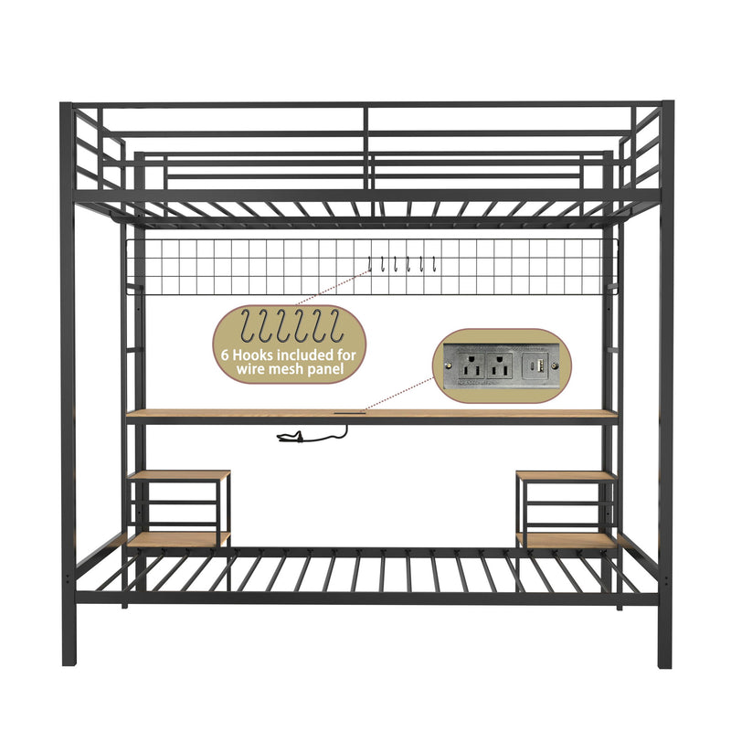 Ethan - Bunk Bed With Desk, Charging Station, Storage Shelves