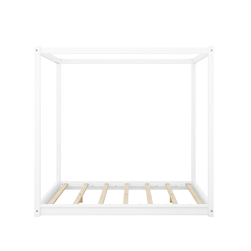 Wood Canopy Platform Bed With Support Legs And Airflow Slats