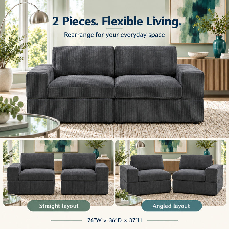 Oversized Modular Loveseat Set