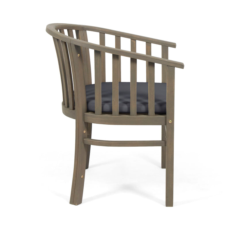 Outdoor Wooden Dining Chairs With Cushions (Set of 2)