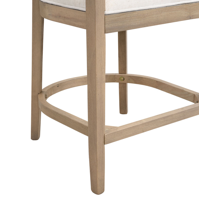 Modern Rubberwood Counter Stool Set With Upholstered Seats