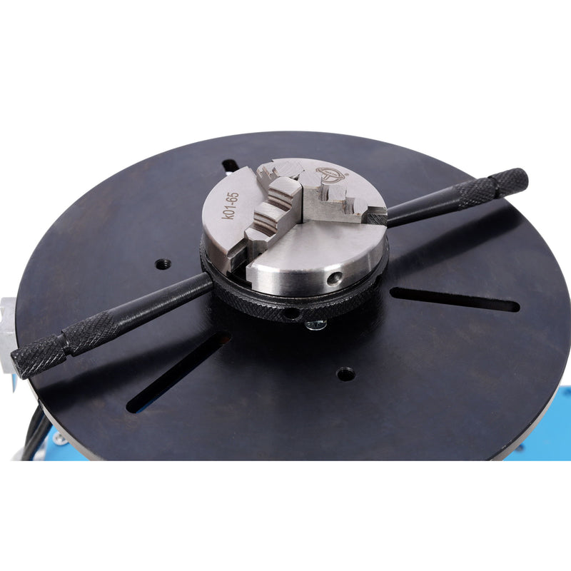 Portable Rotary Welding Positioner With 3 Jaw Lathe Chuck, 0 - 90° Turntable - Blue