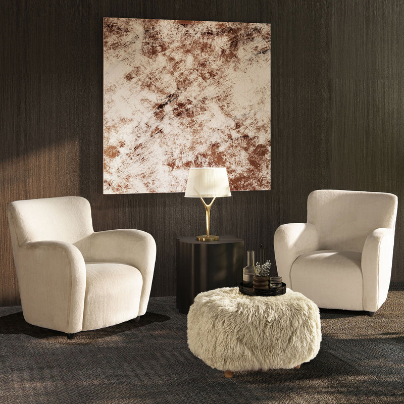 Enchante - New Zealand Sheepskin Rectangular Accent Ottoman - Taupe / Natural