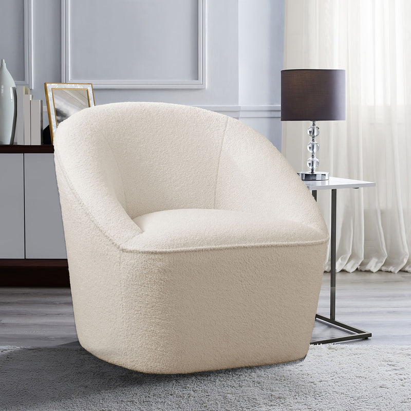 Anson - Swivel Chair With Soft Rounded Back - Off White