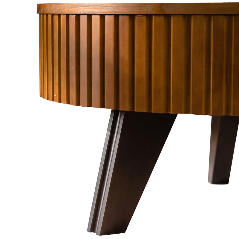 Round Retro Coffee With Solid Wood Legs