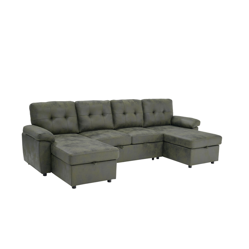 Convertible Sectional Sofa Bed With Pull Out Sleeper And Storage