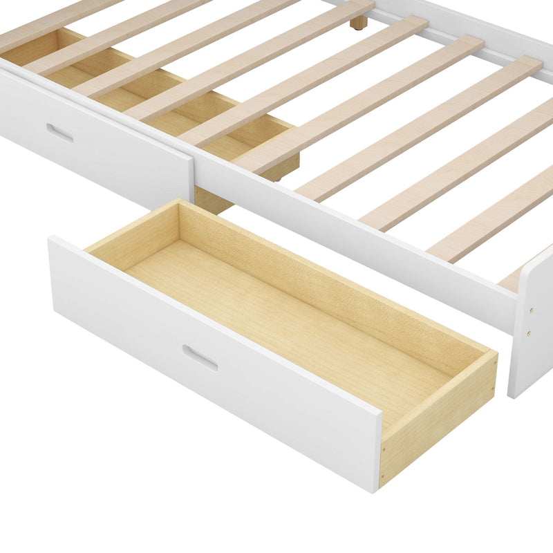 Platform Bed With Storage Headboard, Shelves And 2 Drawers