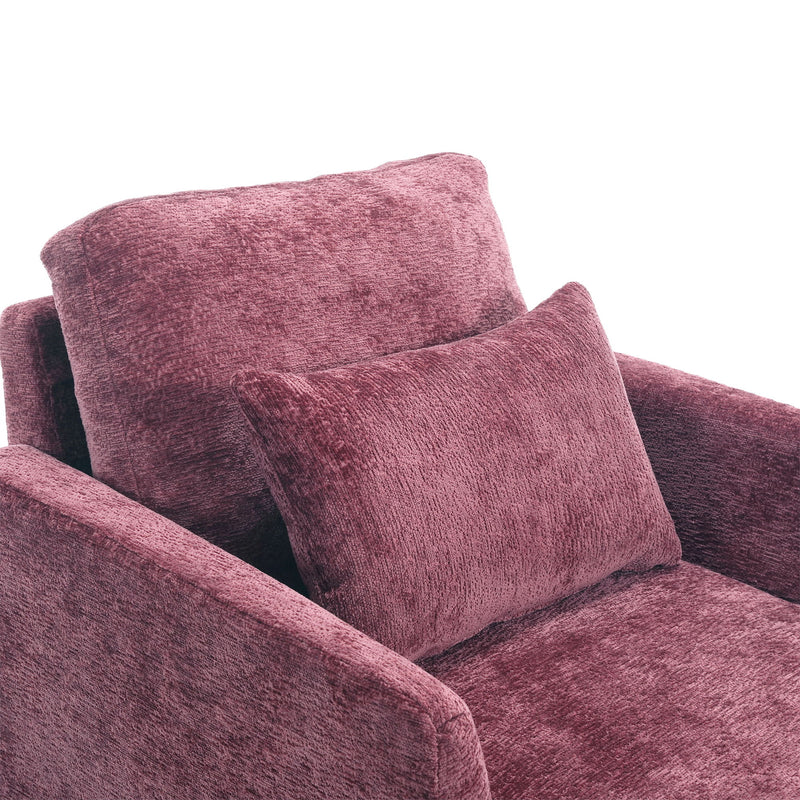 Modern Mid Century Wood Frame Armchair With Tufted Design