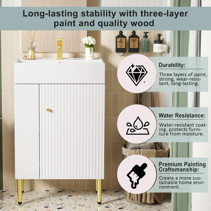 Bathroom Vanity, Combo Cabinet, Bathroom Storage Cabinet, Single Ceramic Sink