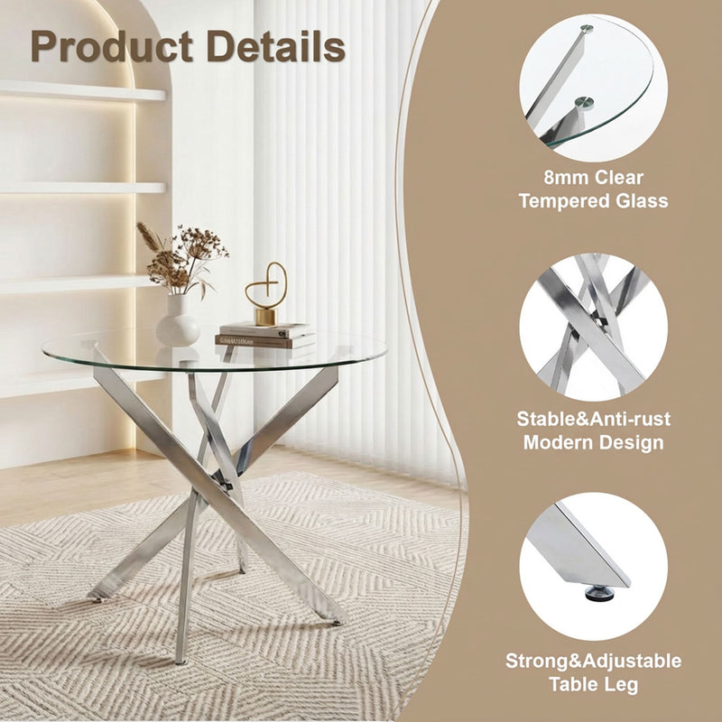 Round Dining, Kitchen Table For Dining Room - Chrome