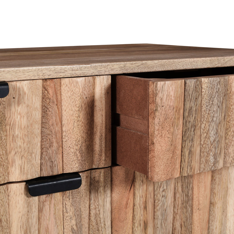 Stylish Style 2 Drawer 2 Door Cabinet, Mango Wood - Natural